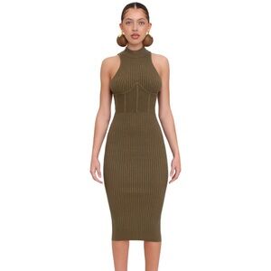 Andrea Iyamah Nesi Mock Neck Knit Midi Dress